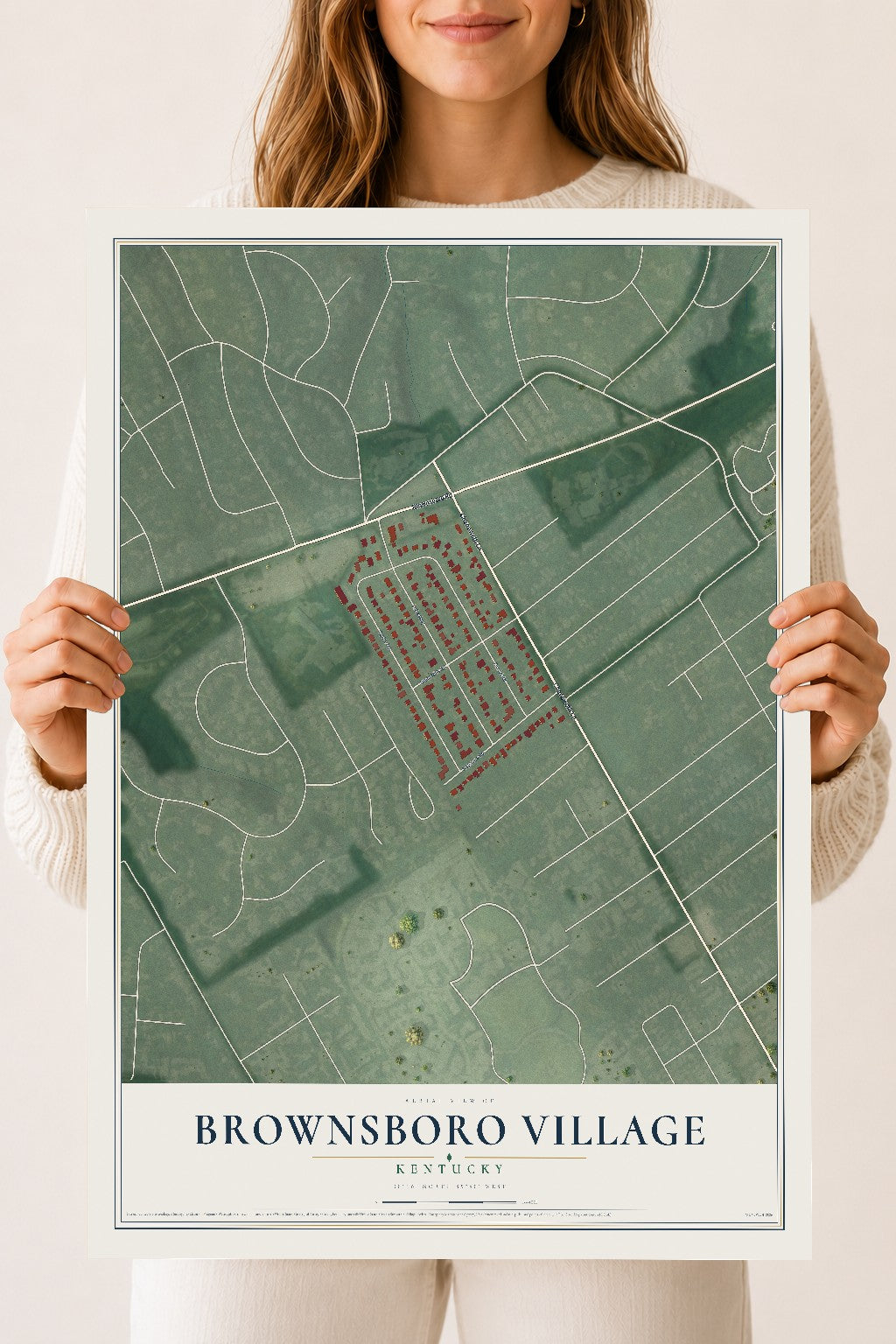 Map of Brownsboro Village, Kentucky, 18 x 24 inch unframed archival matte print
