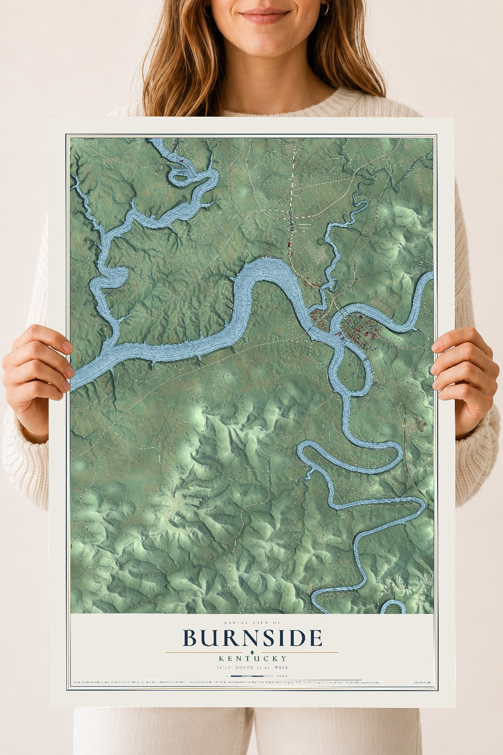 Map of Burnside, Kentucky, 18 x 24 inch unframed archival matte print