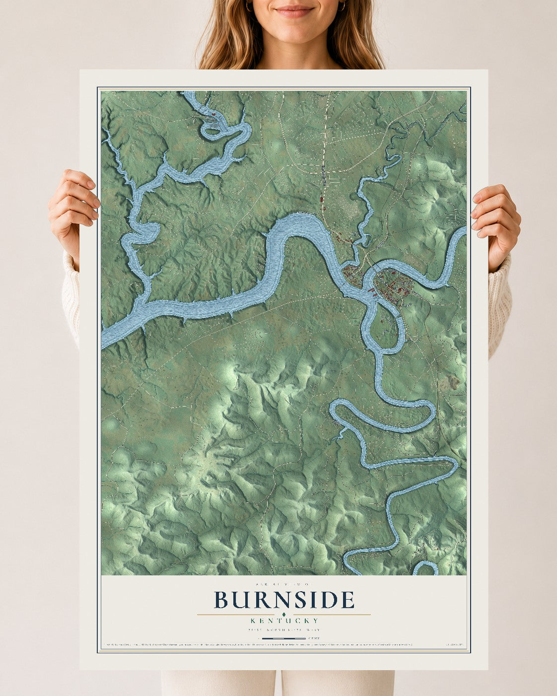 Map of Burnside, Kentucky, 24 x 36 inch unframed archival matte print