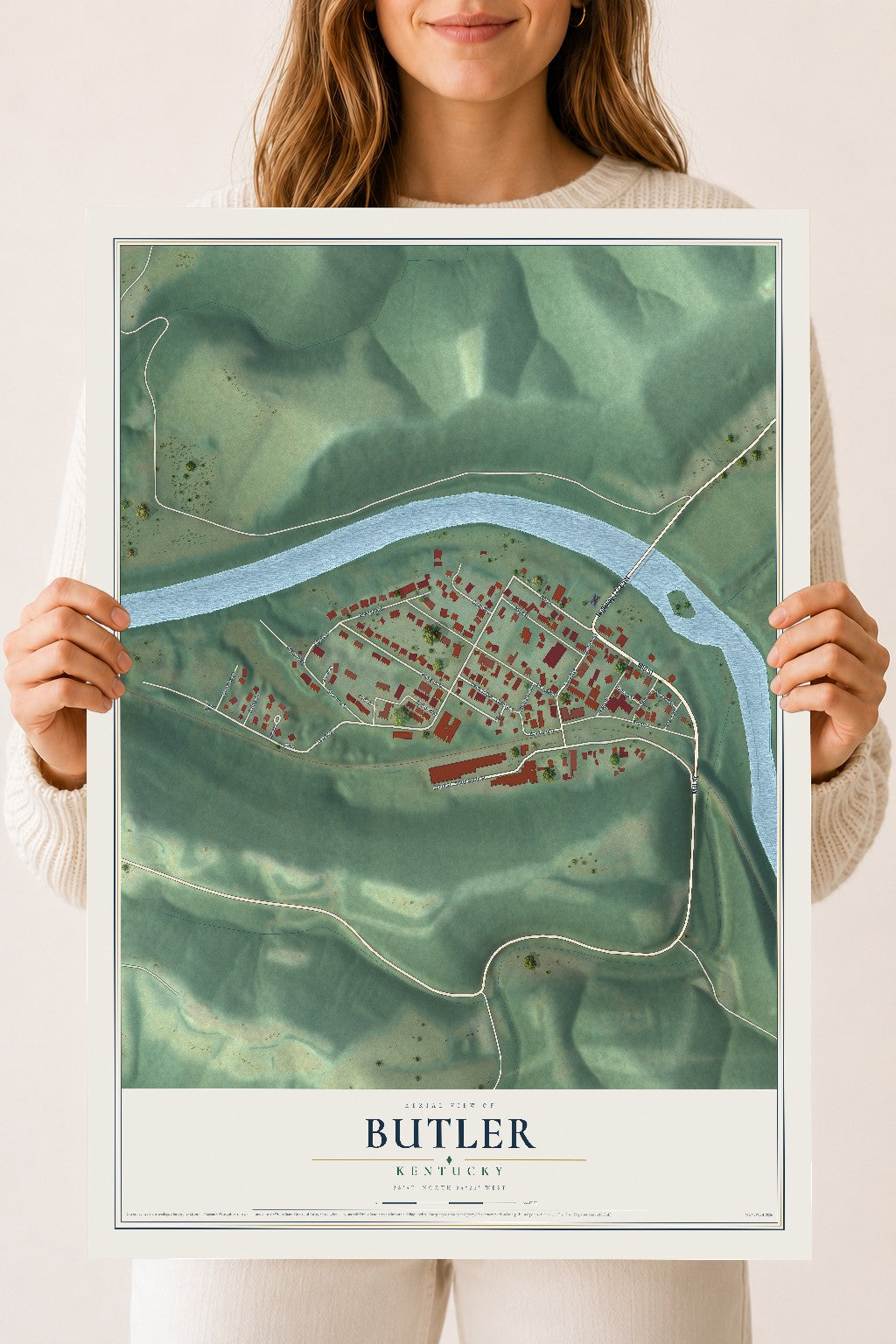 Map of Butler, Kentucky, 18 x 24 inch unframed archival matte print