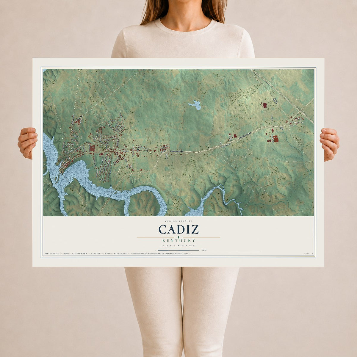 Map of Cadiz, Kentucky, 24 x 36 inch unframed archival matte print