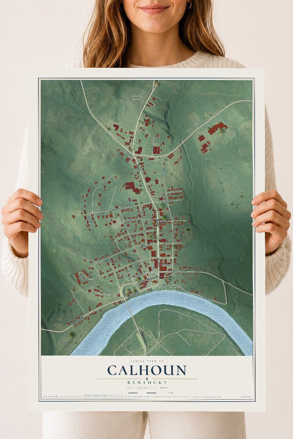 Map of Calhoun, Kentucky, 18 x 24 inch unframed archival matte print