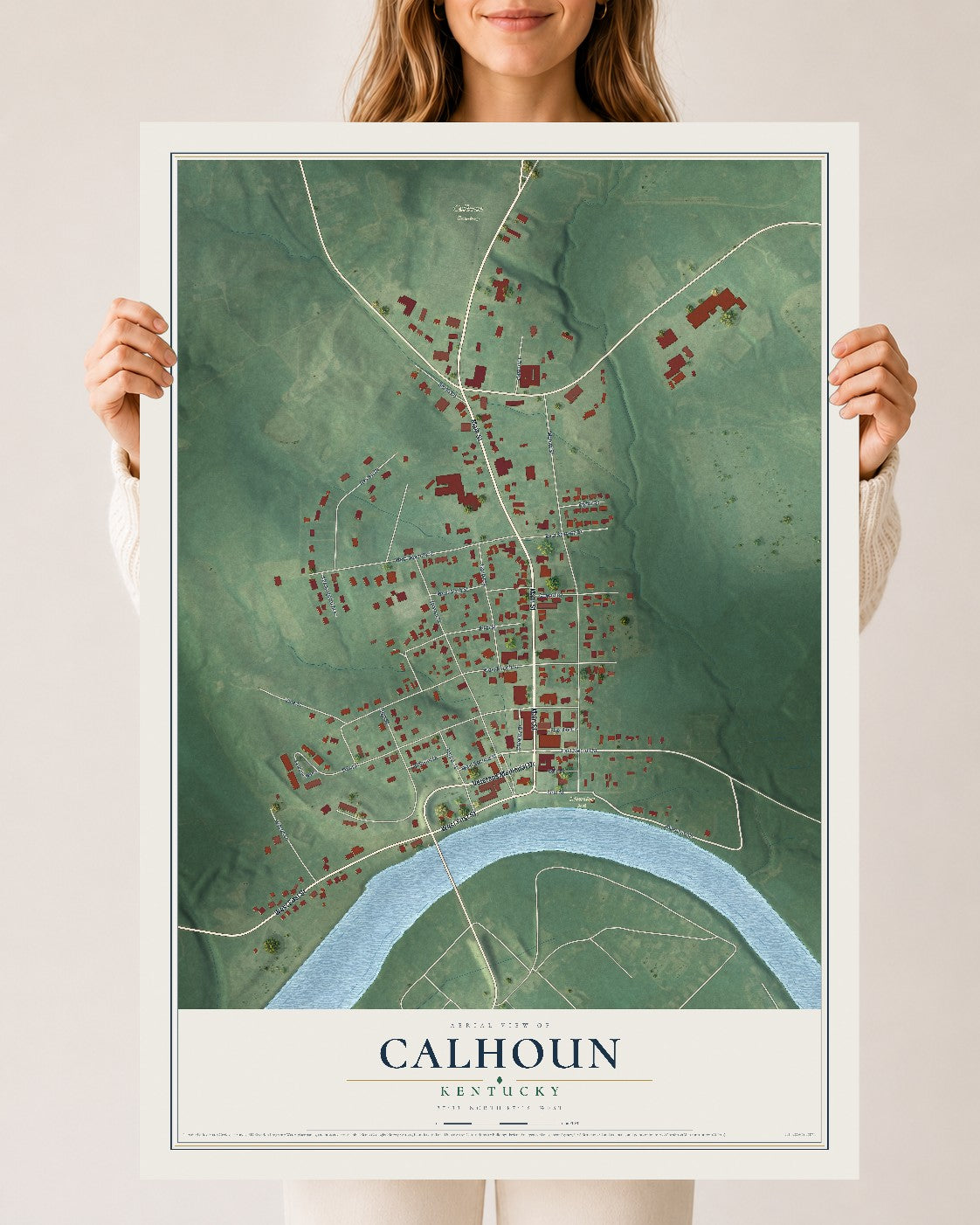 Map of Calhoun, Kentucky, 24 x 36 inch unframed archival matte print