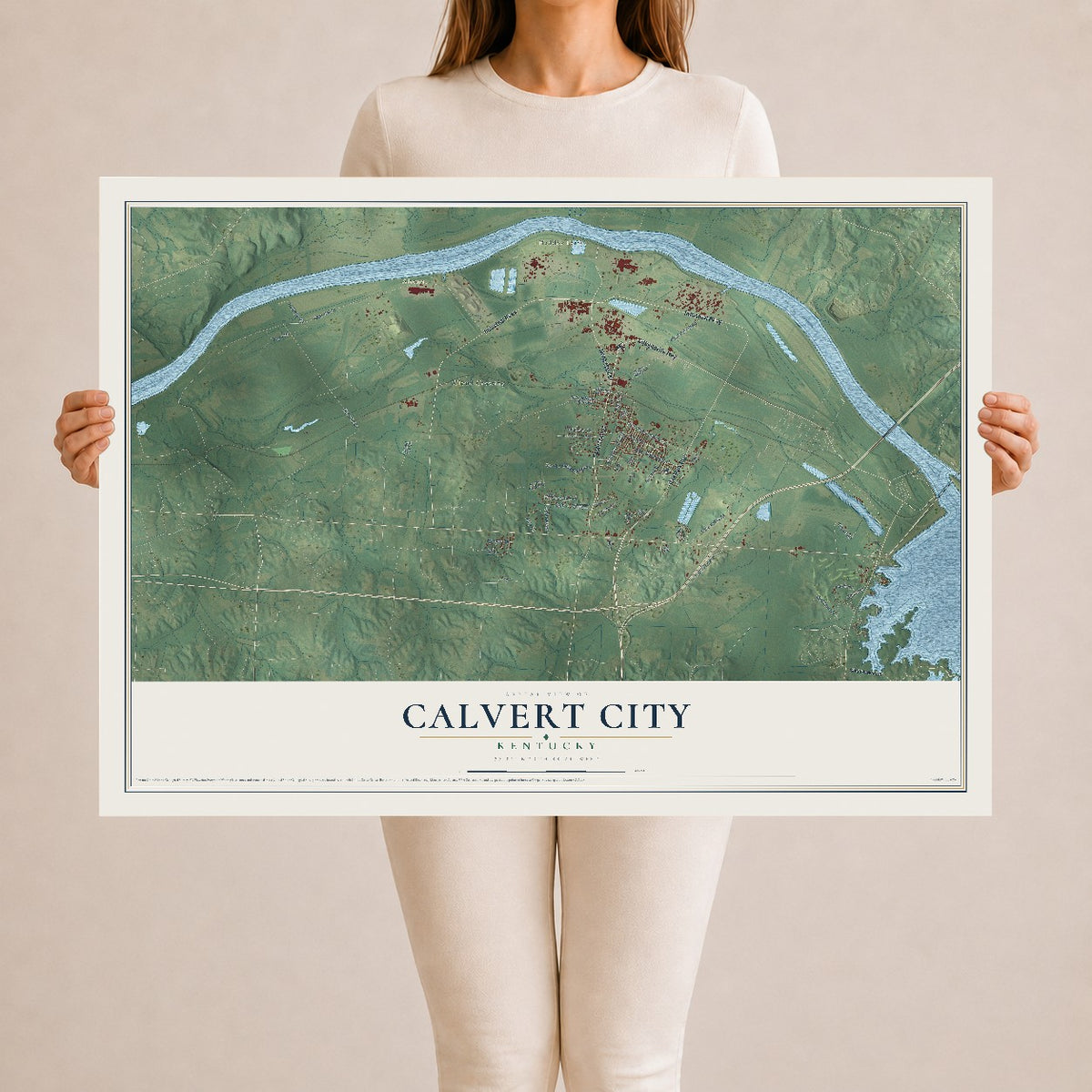 Map of Calvert City, Kentucky, 24 x 36 inch unframed archival matte print