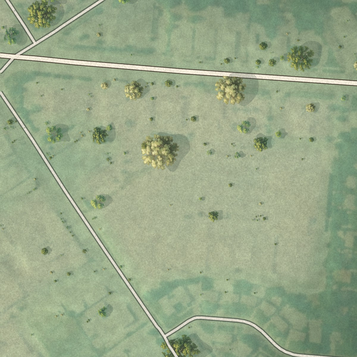 Close-up of the map of Cambridge, Kentucky print showing street and building detail
