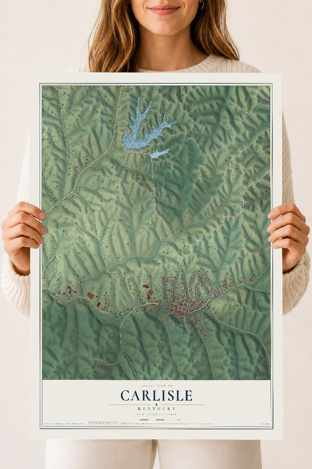 Map of Carlisle, Kentucky, 18 x 24 inch unframed archival matte print