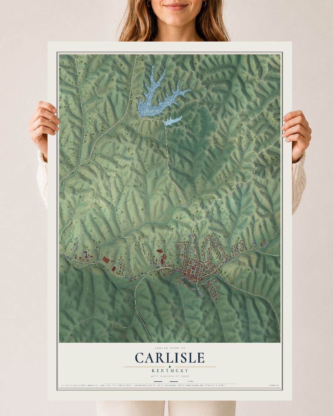Map of Carlisle, Kentucky, 24 x 36 inch unframed archival matte print