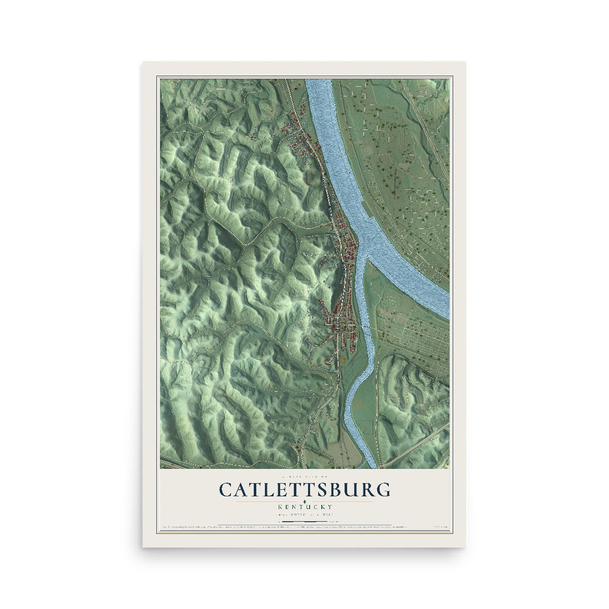Map of Catlettsburg, Kentucky, 12 x 18 inch unframed archival matte print