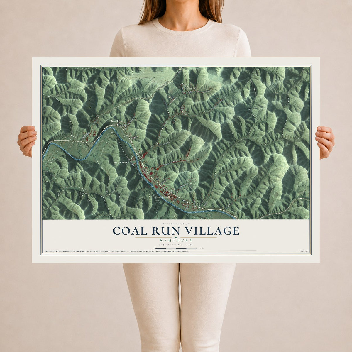 Map of Coal Run Village, Kentucky, 24 x 36 inch unframed archival matte print