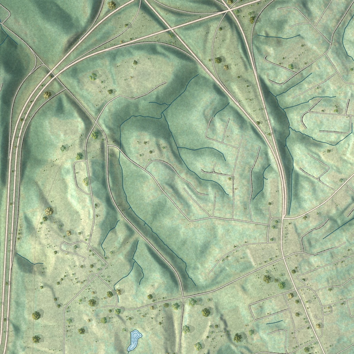 Second close-up of the map of Cold Spring, Kentucky print showing more streets and buildings