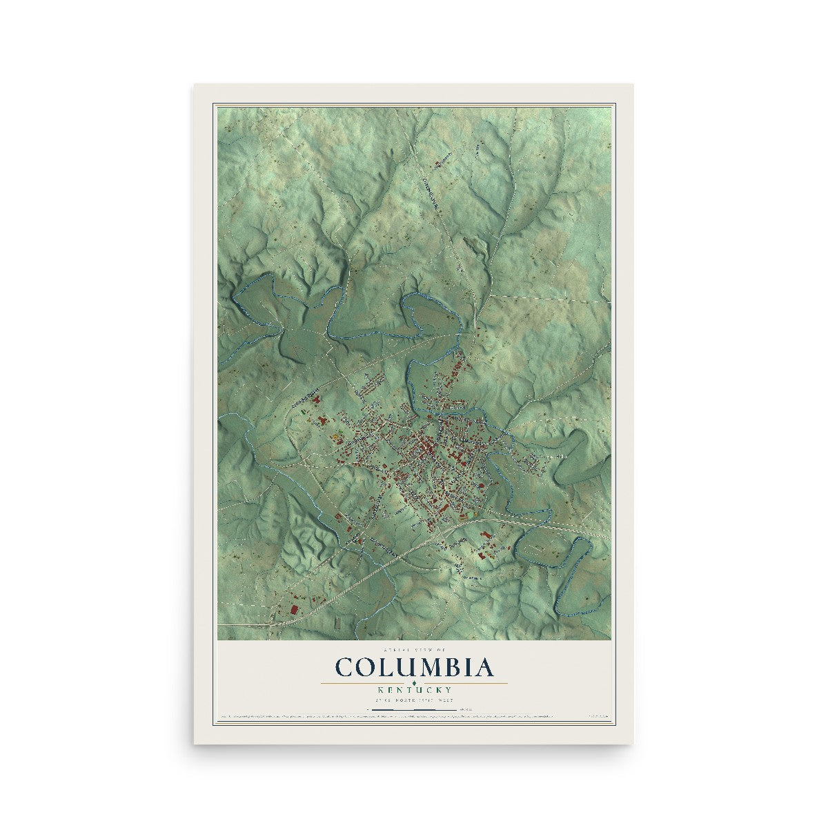 Map of Columbia, Kentucky, 12 x 18 inch unframed archival matte print