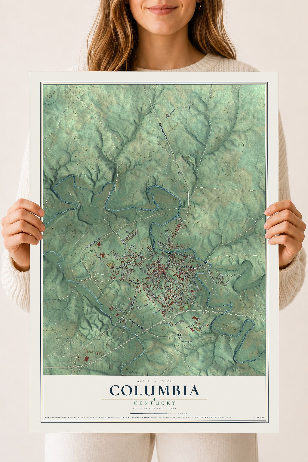 Map of Columbia, Kentucky, 18 x 24 inch unframed archival matte print