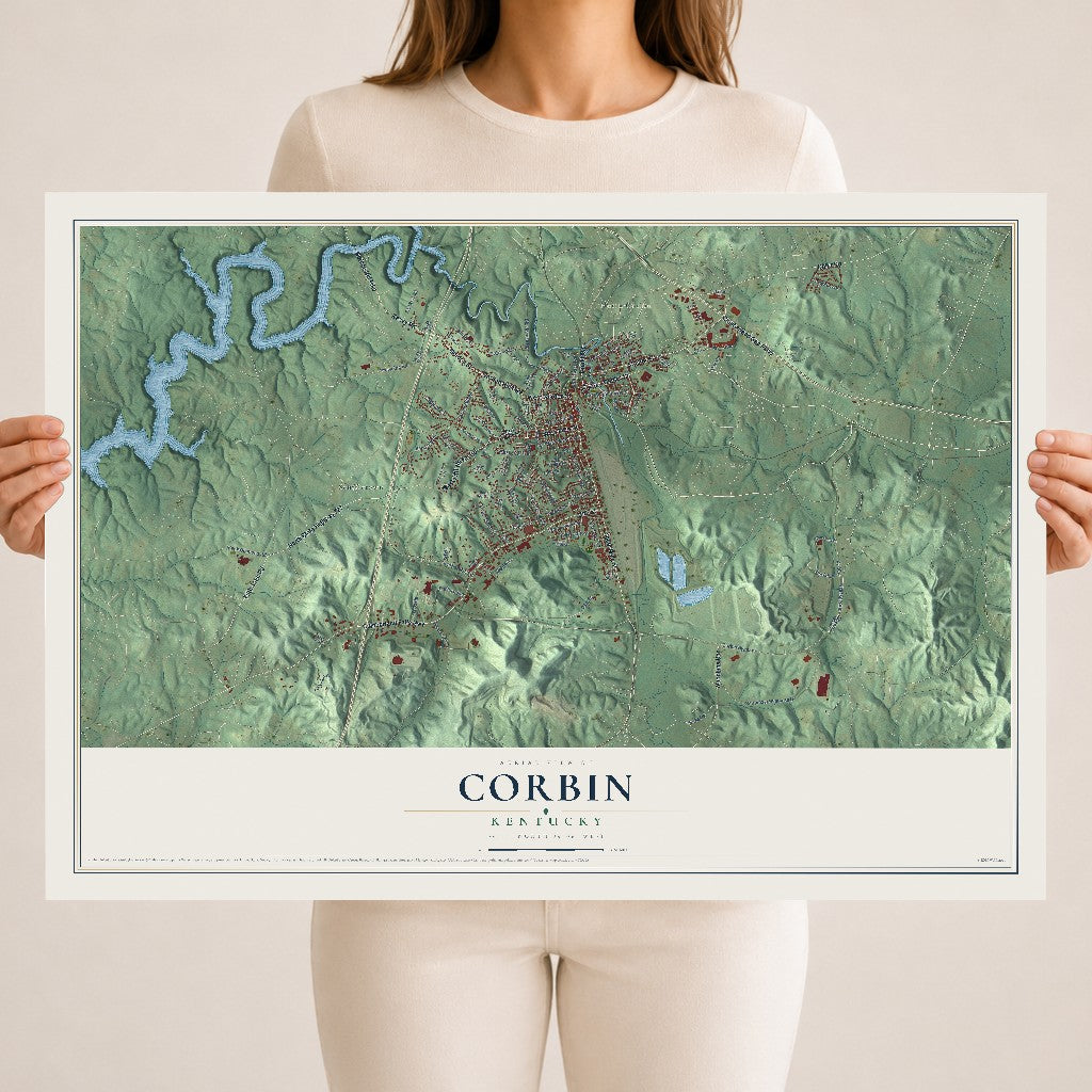 Map of Corbin, Kentucky, 18 x 24 inch unframed archival matte print