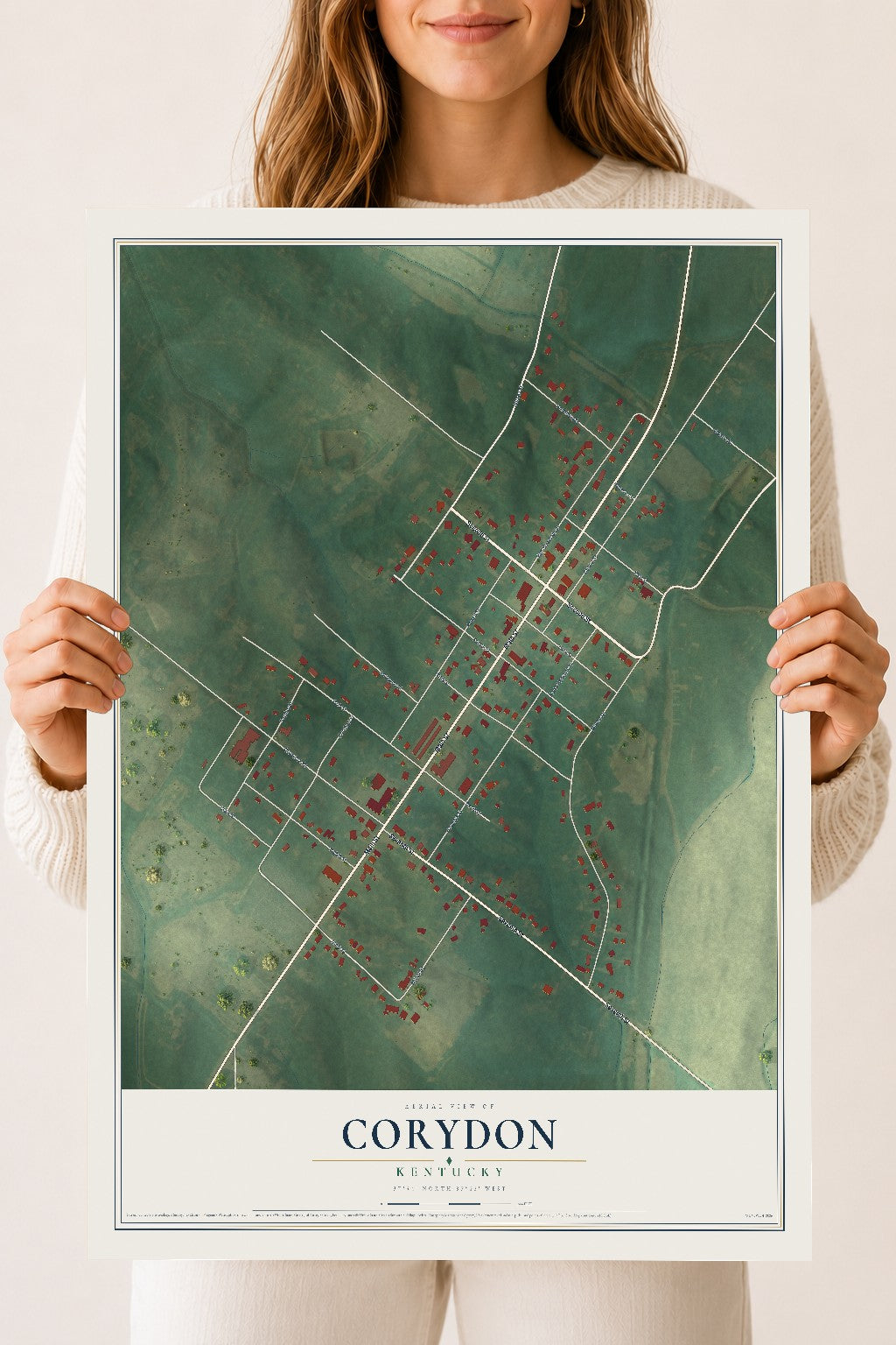 Map of Corydon, Kentucky, 18 x 24 inch unframed archival matte print