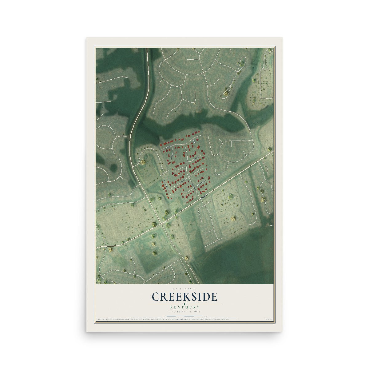 Map of Creekside, Kentucky, 12 x 18 inch unframed archival matte print