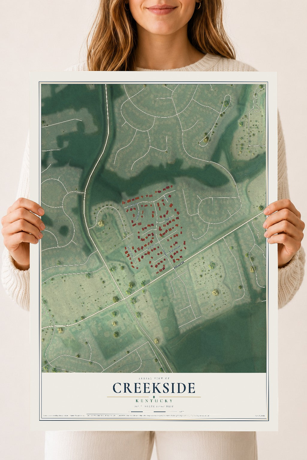Map of Creekside, Kentucky, 18 x 24 inch unframed archival matte print