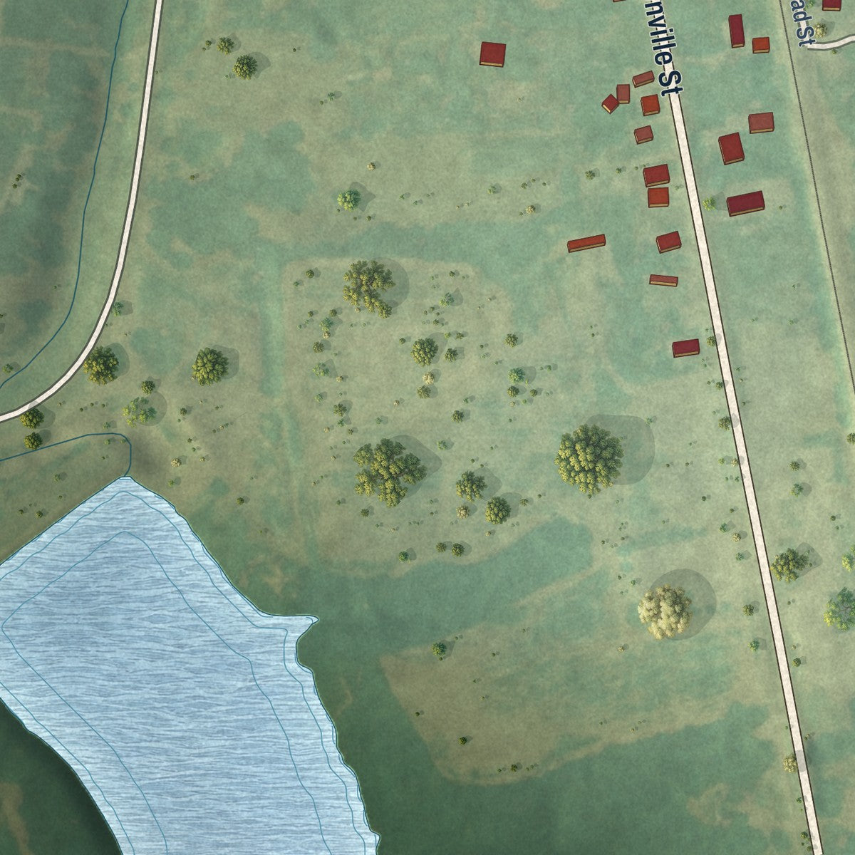 Second close-up of the map of Crofton, Kentucky print showing more streets and buildings