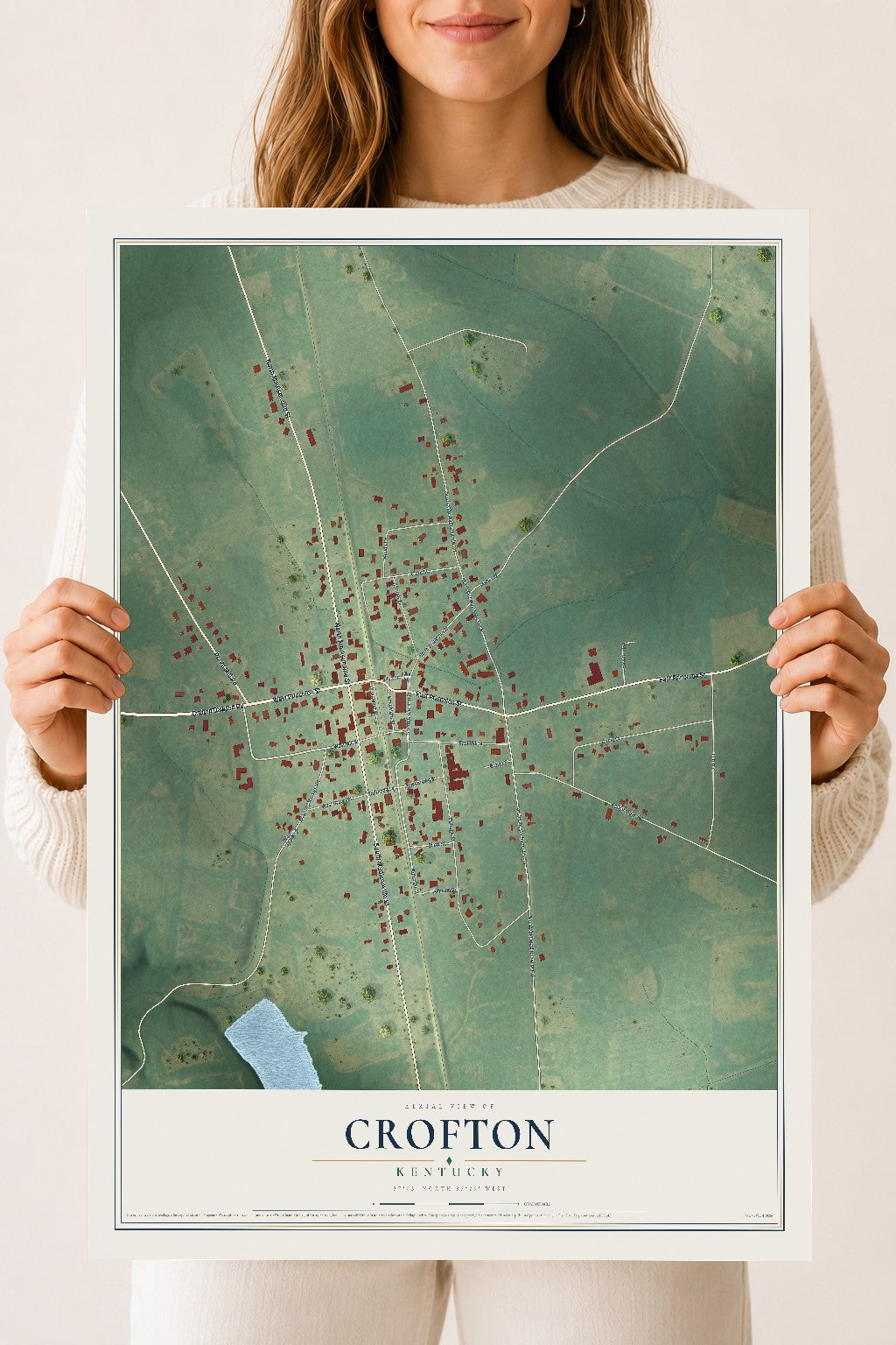 Map of Crofton, Kentucky, 18 x 24 inch unframed archival matte print