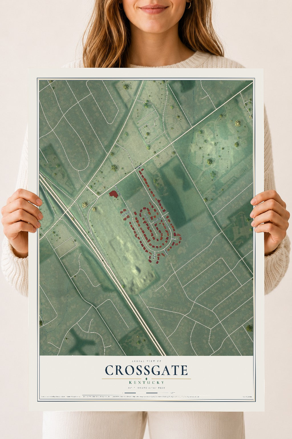 Map of Crossgate, Kentucky, 18 x 24 inch unframed archival matte print