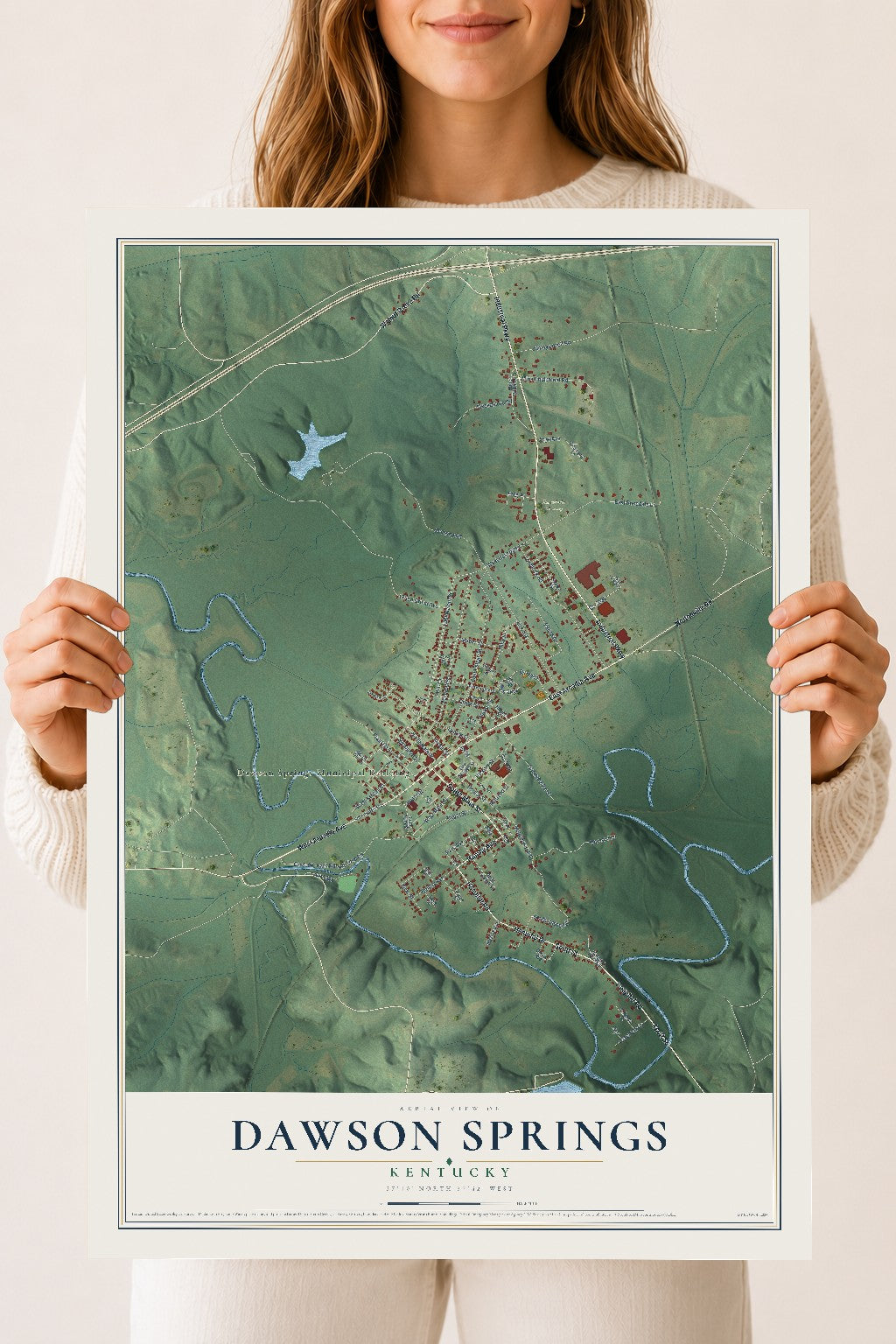 Map of Dawson Springs, Kentucky, 18 x 24 inch unframed archival matte print