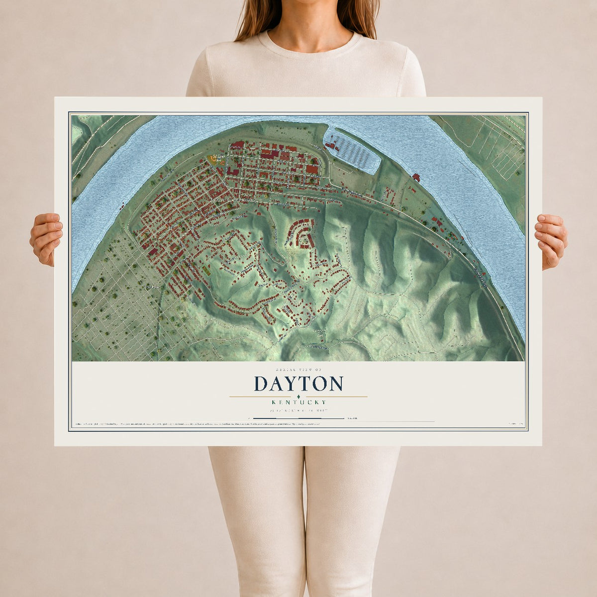 Map of Dayton, Kentucky, 24 x 36 inch unframed archival matte print