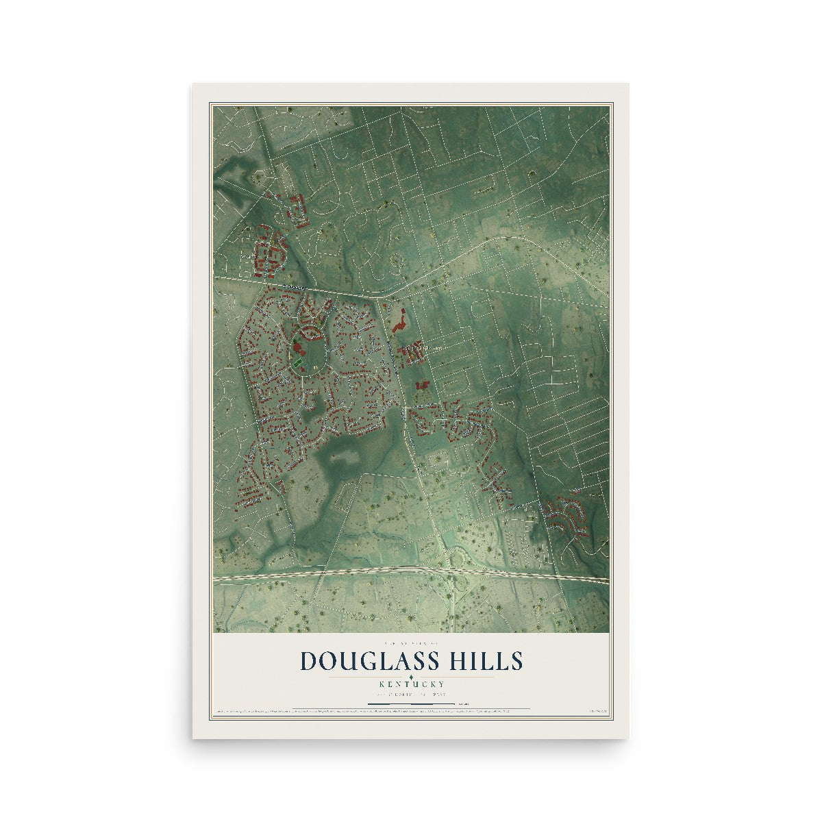 Map of Douglass Hills, Kentucky, 12 x 18 inch unframed archival matte print