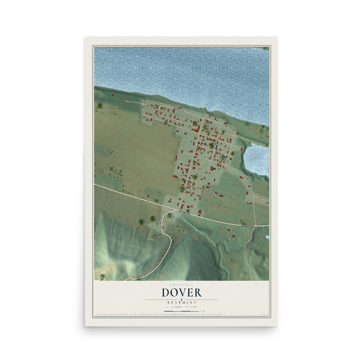 Map of Dover, Kentucky, 12 x 18 inch unframed archival matte print