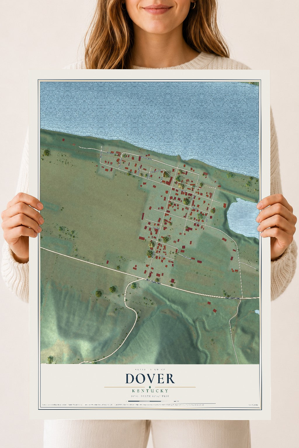 Map of Dover, Kentucky, 18 x 24 inch unframed archival matte print