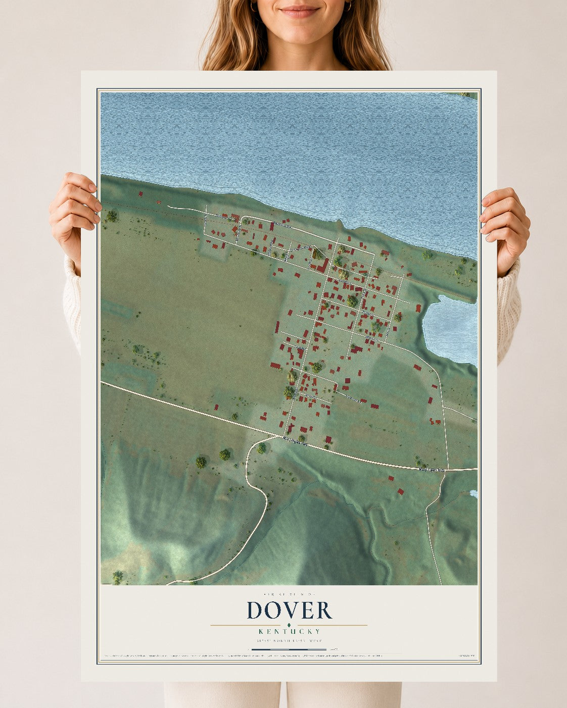 Map of Dover, Kentucky, 24 x 36 inch unframed archival matte print