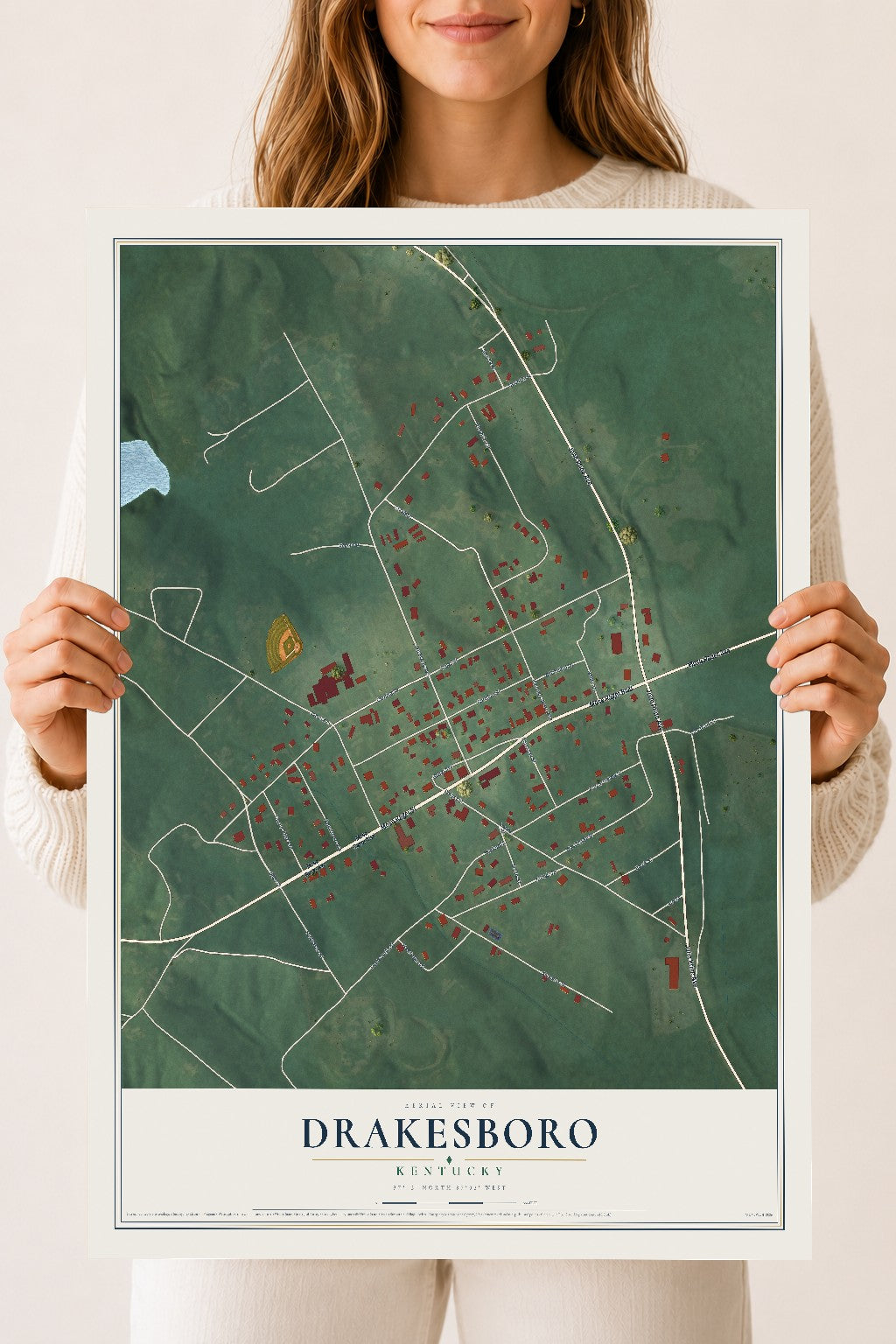 Map of Drakesboro, Kentucky, 18 x 24 inch unframed archival matte print