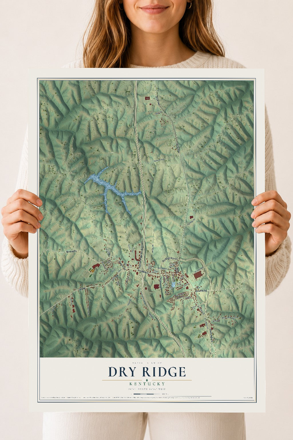 Map of Dry Ridge, Kentucky, 18 x 24 inch unframed archival matte print