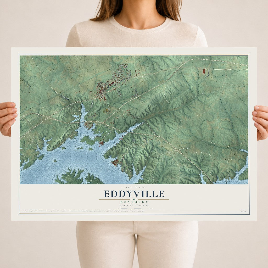 Map of Eddyville, Kentucky, 18 x 24 inch unframed archival matte print