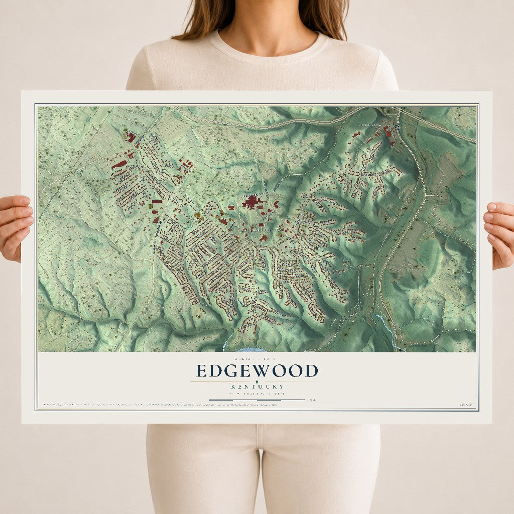 Map of Edgewood, Kentucky, 18 x 24 inch unframed archival matte print
