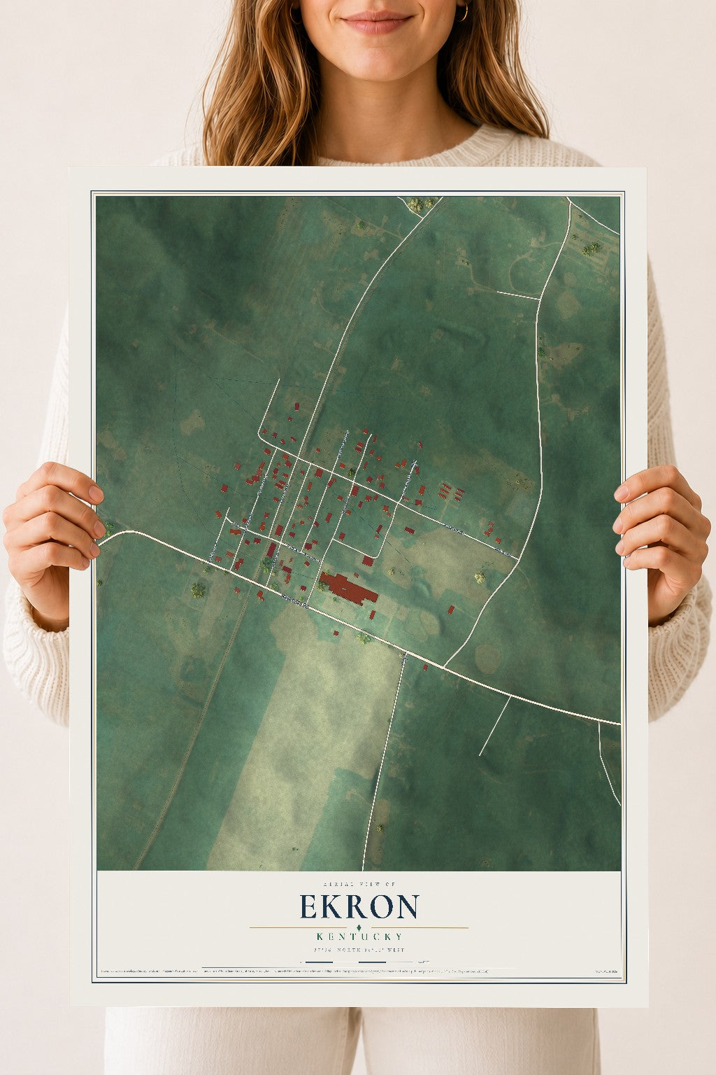 Map of Ekron, Kentucky, 18 x 24 inch unframed archival matte print