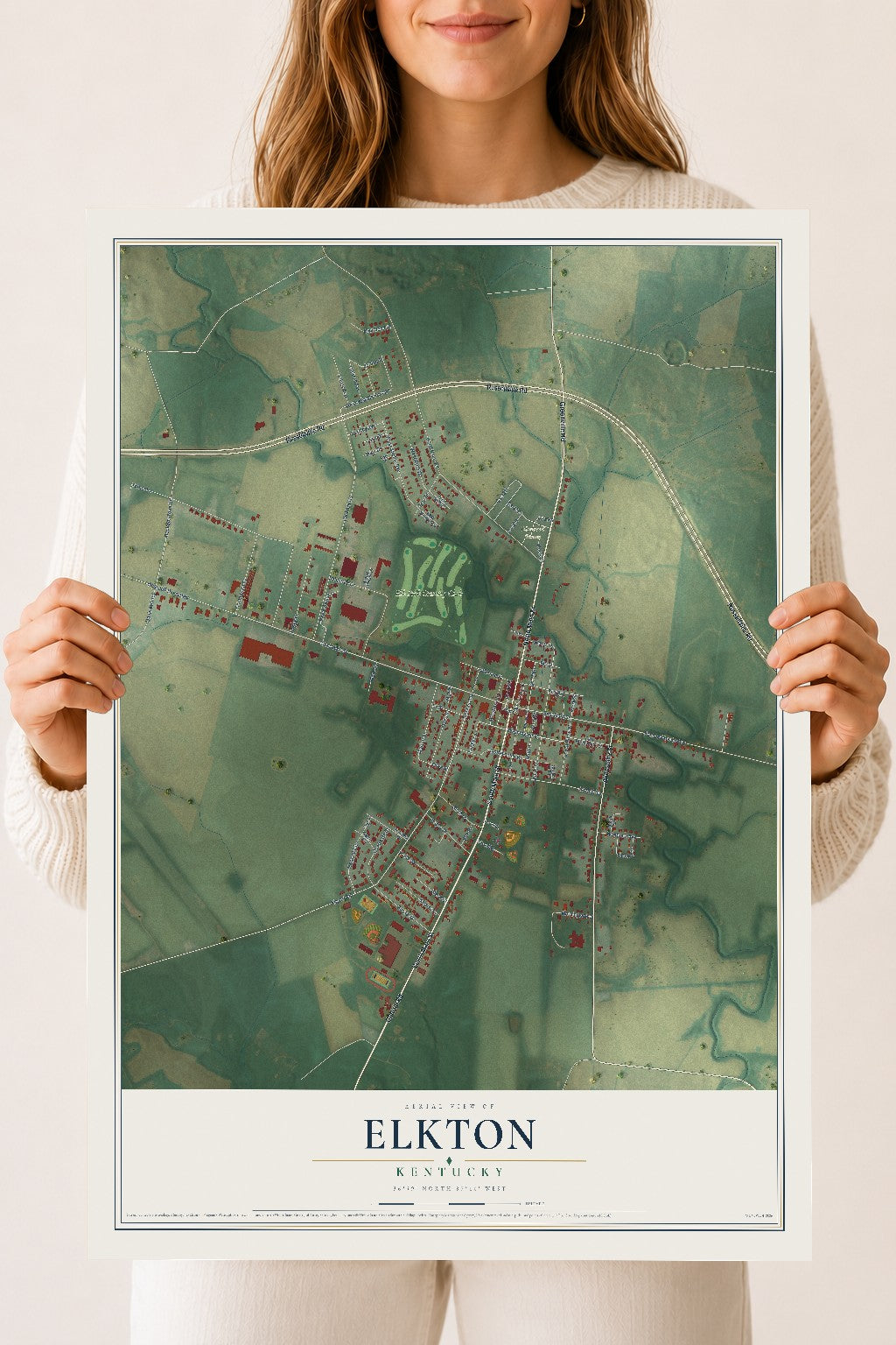 Map of Elkton, Kentucky, 18 x 24 inch unframed archival matte print