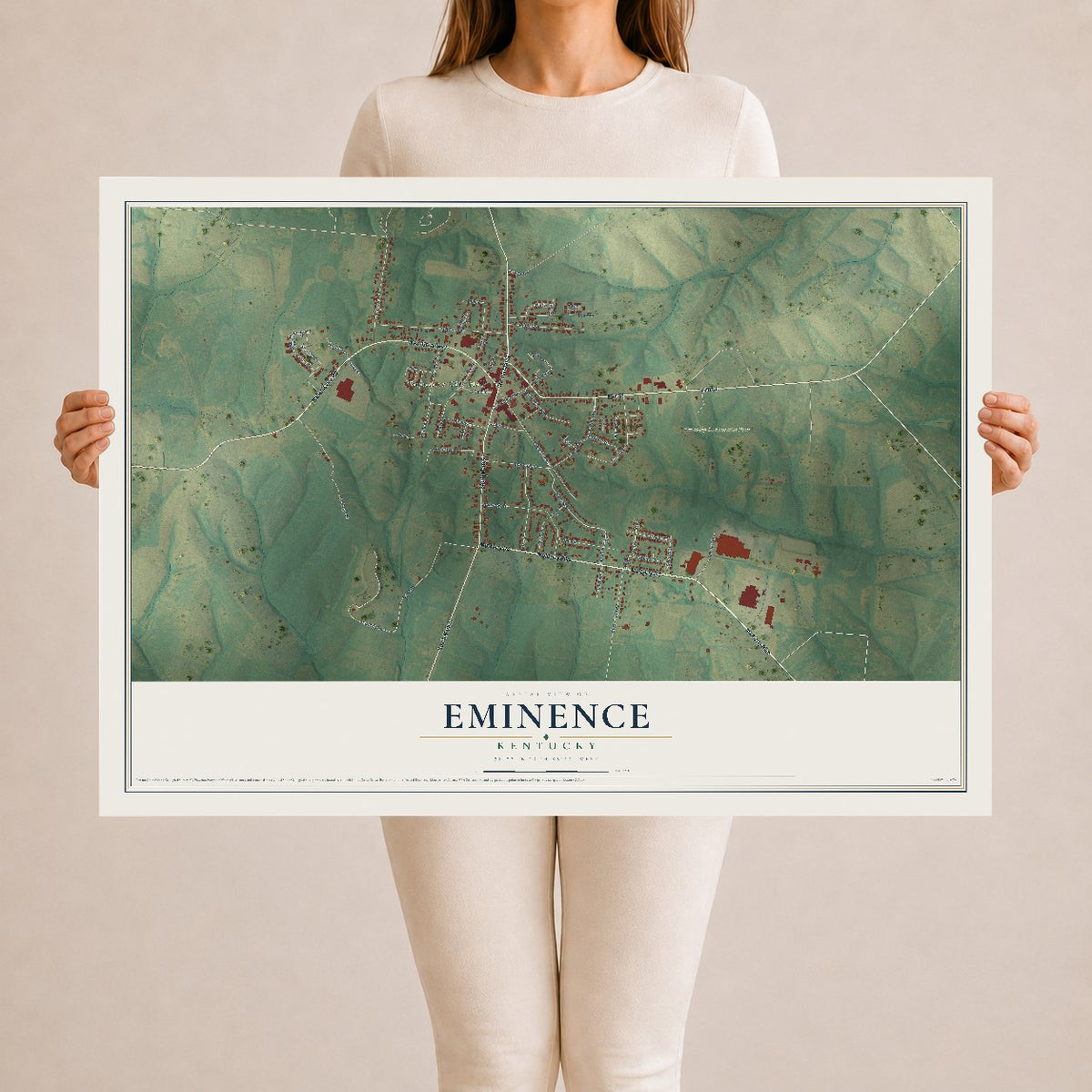 Map of Eminence, Kentucky, 24 x 36 inch unframed archival matte print