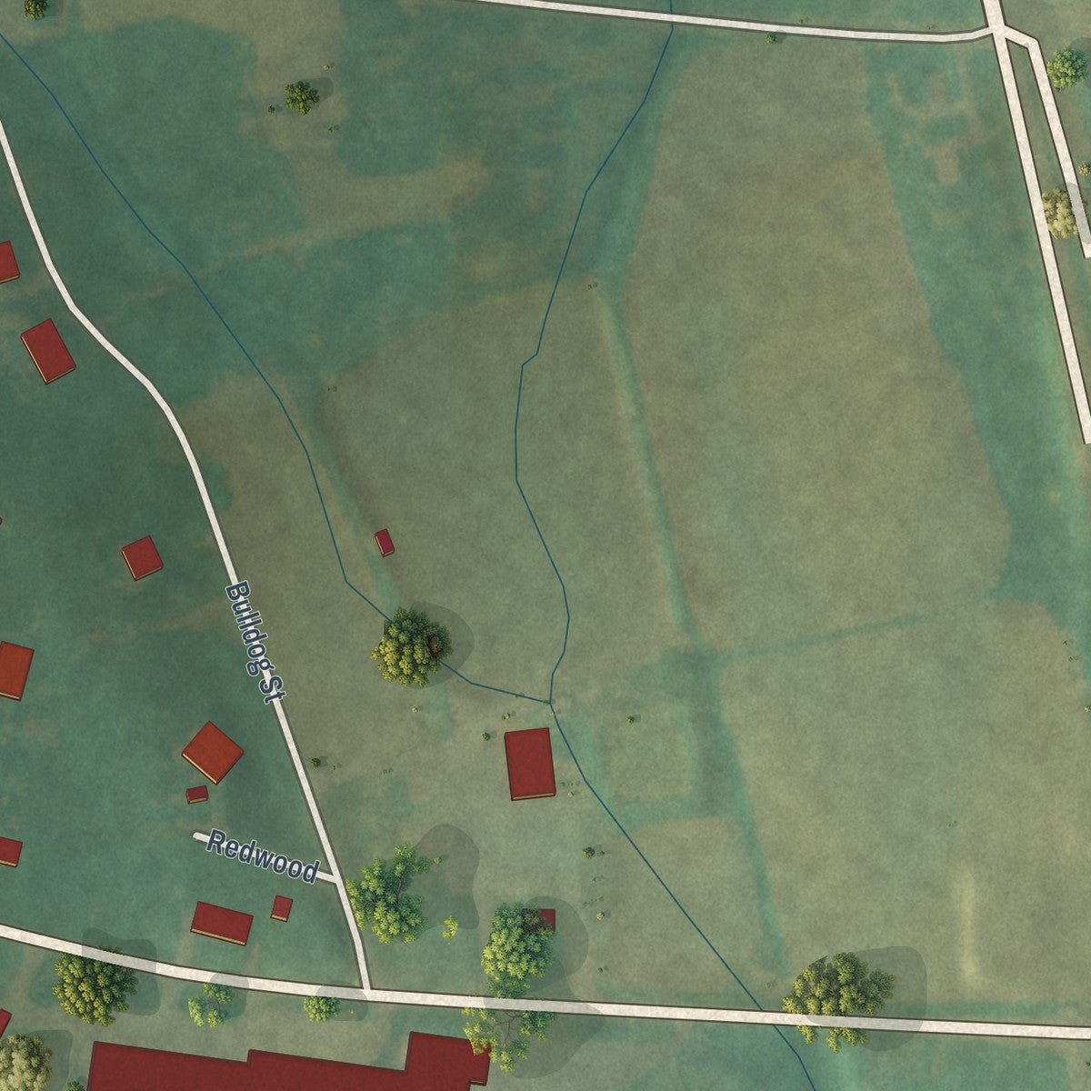Second close-up of the map of Eubank, Kentucky print showing more streets and buildings