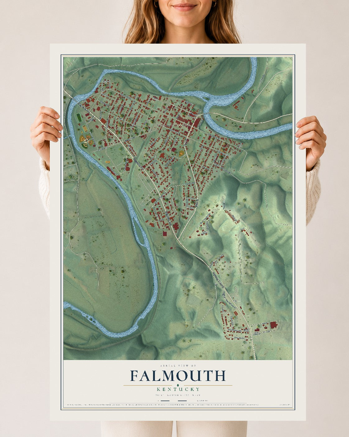Map of Falmouth, Kentucky, 24 x 36 inch unframed archival matte print