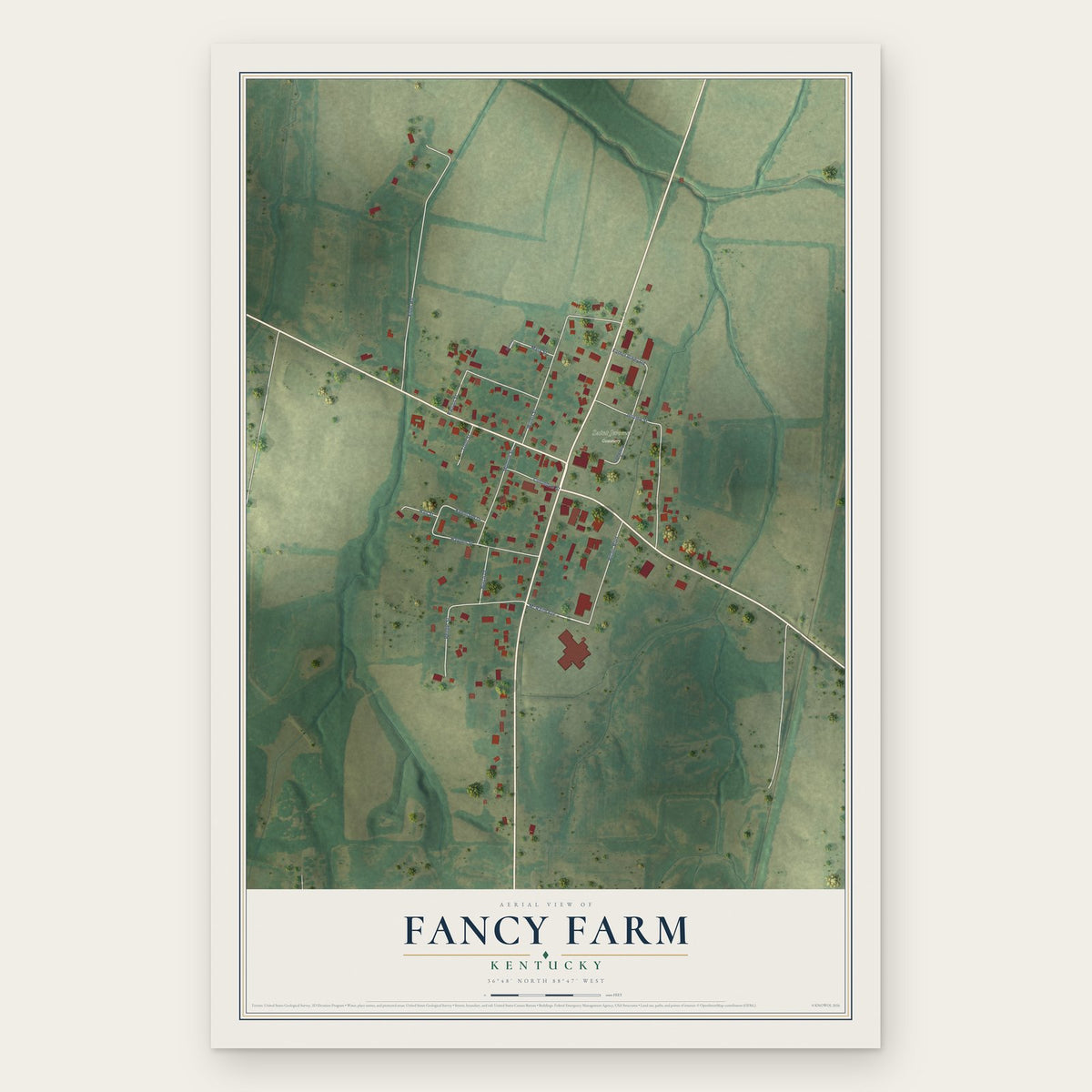 Fancy Farm, Kentucky map print, the full design