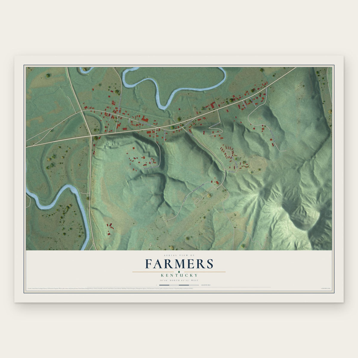 Farmers, Kentucky map print, the full design
