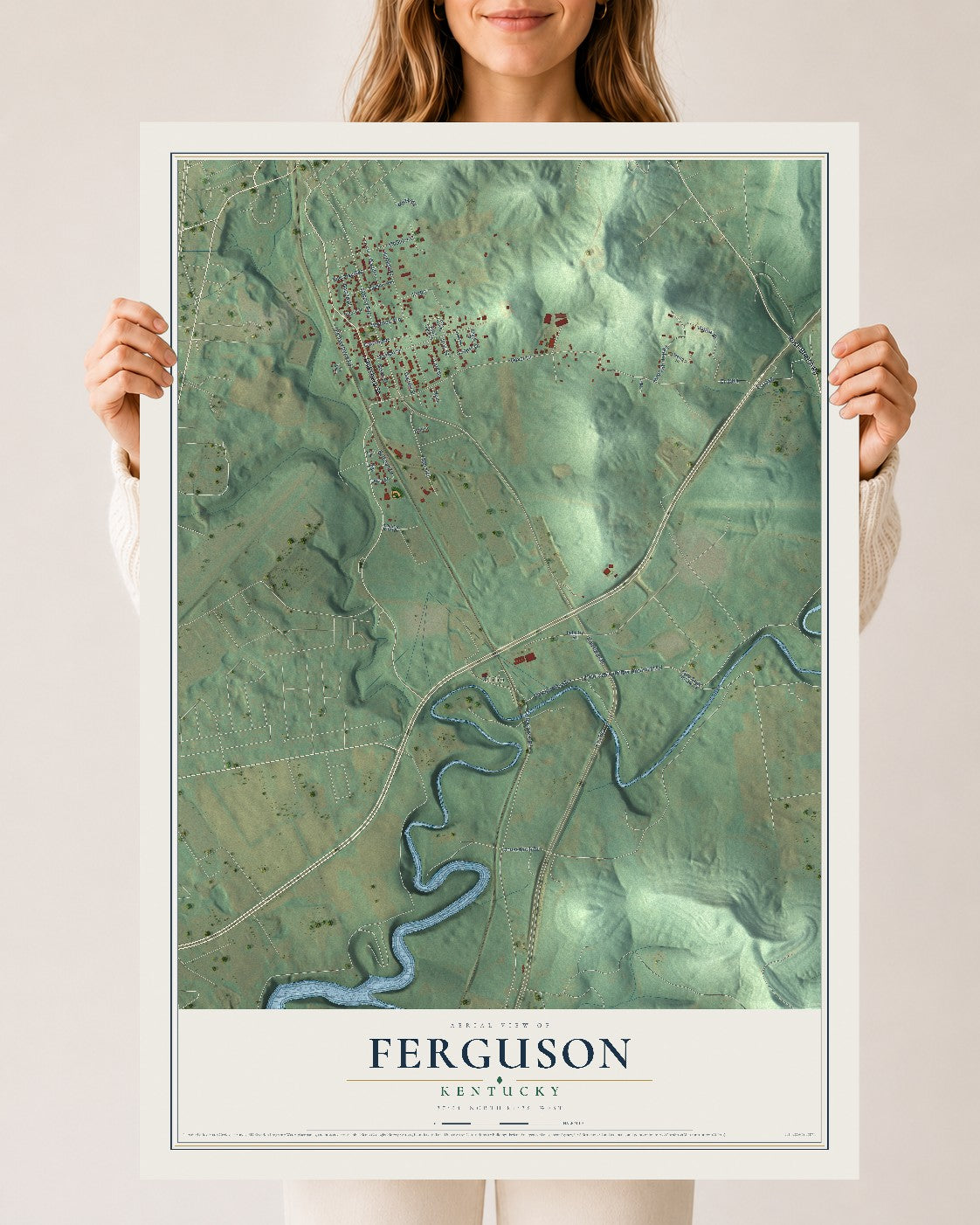 Map of Ferguson, Kentucky, 24 x 36 inch unframed archival matte print