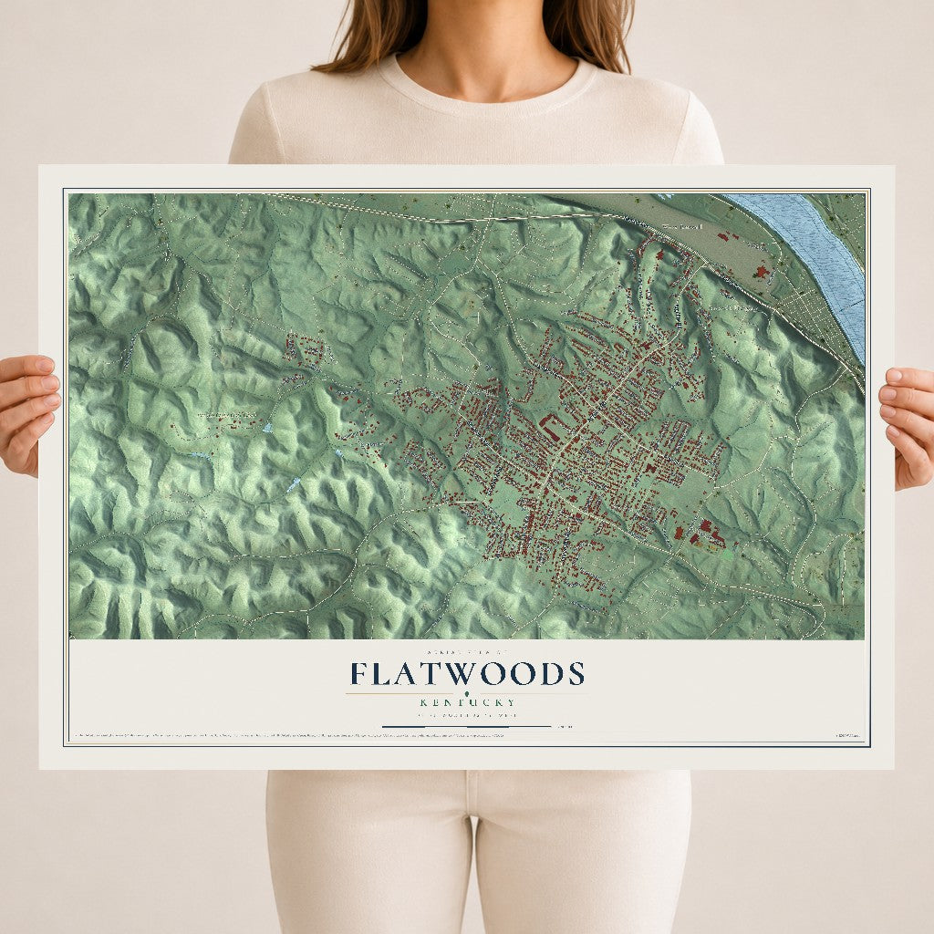 Map of Flatwoods, Kentucky, 18 x 24 inch unframed archival matte print