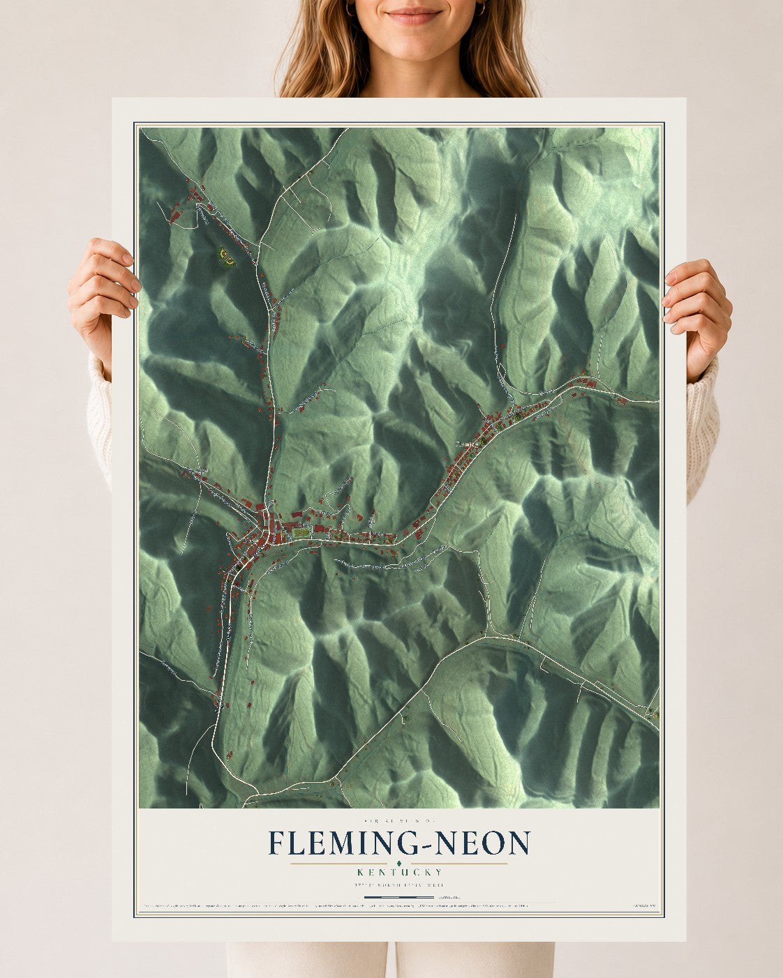 Map of Fleming-Neon, Kentucky, 24 x 36 inch unframed archival matte print
