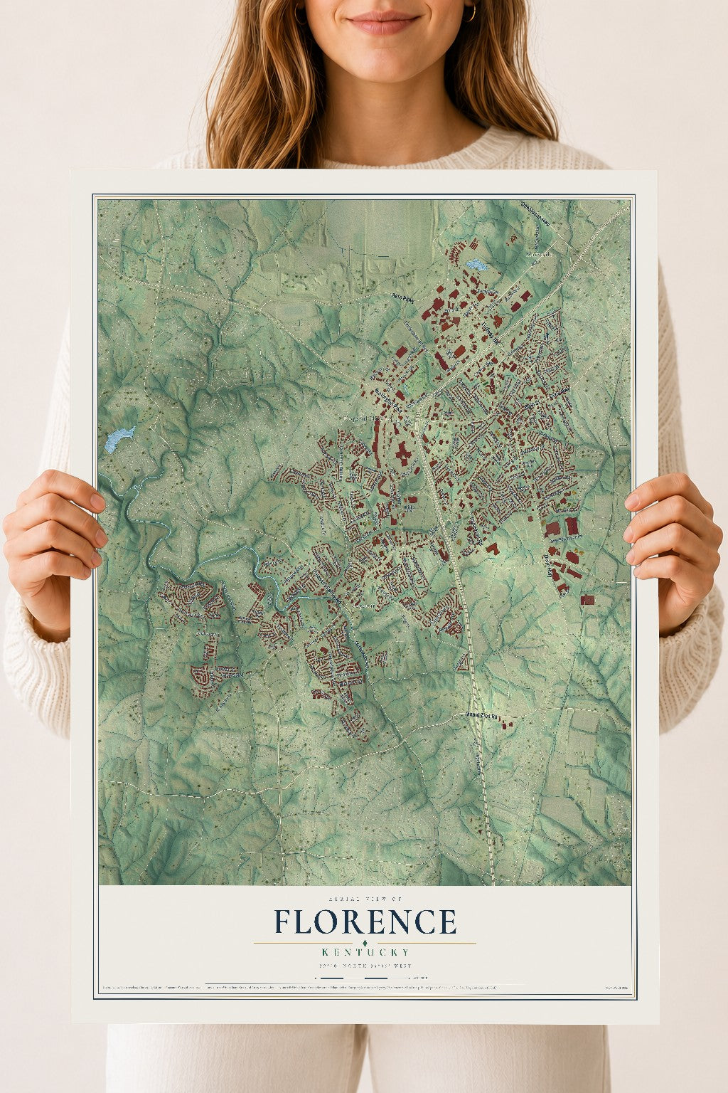 Map of Florence, Kentucky, 18 x 24 inch unframed archival matte print