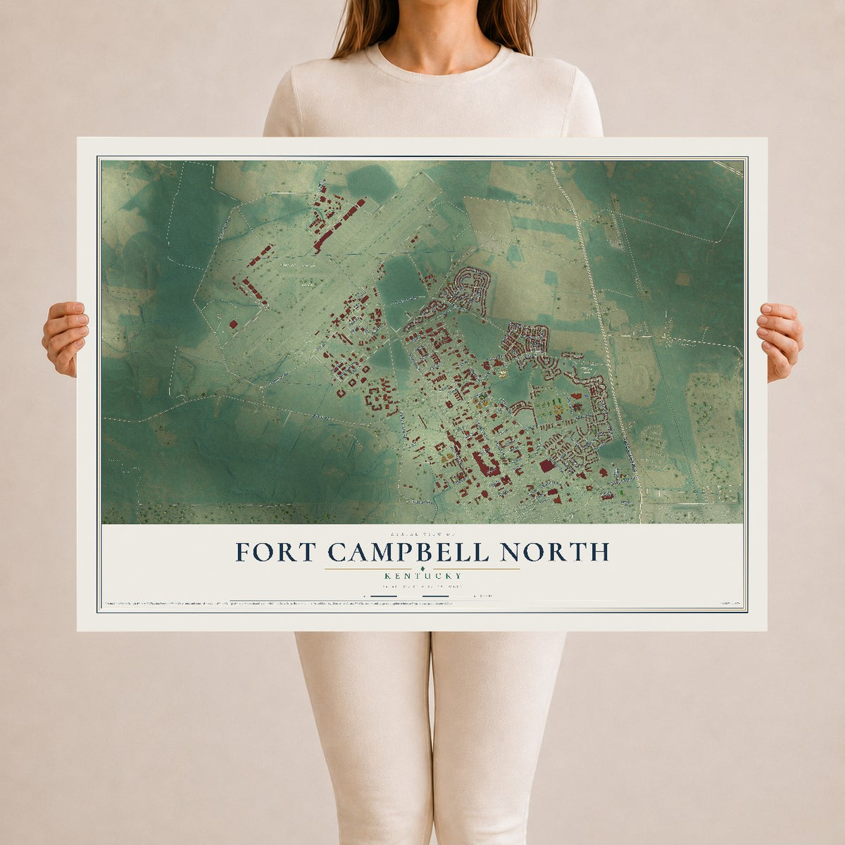 Map of Fort Campbell North, Kentucky, 24 x 36 inch unframed archival matte print