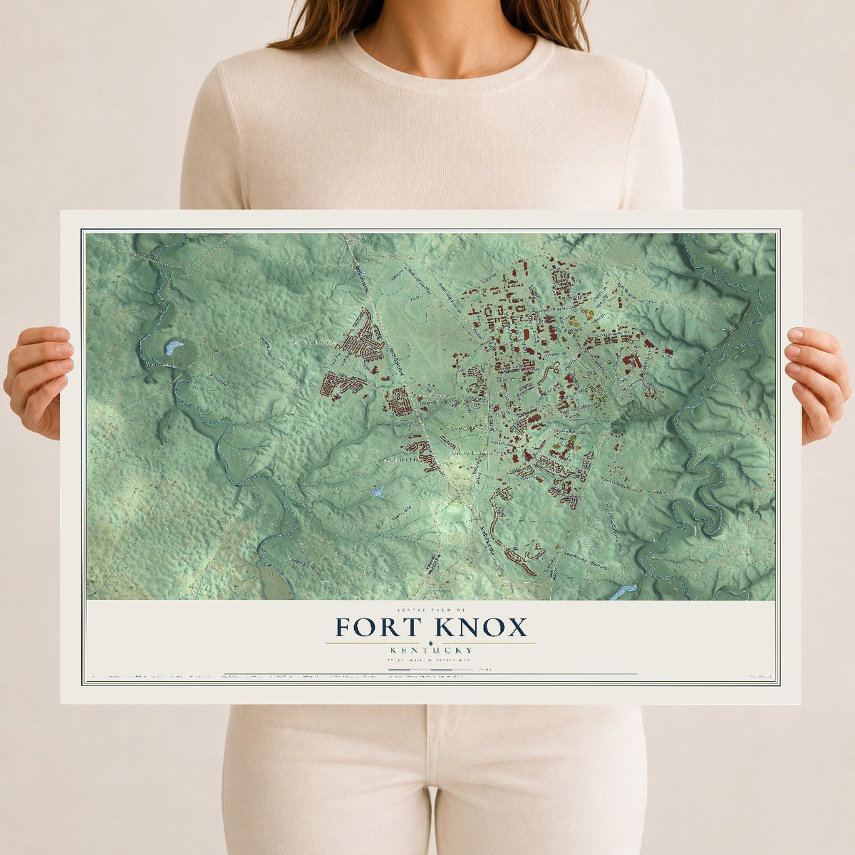 Map of Fort Knox, Kentucky, 12 x 18 inch unframed archival matte print