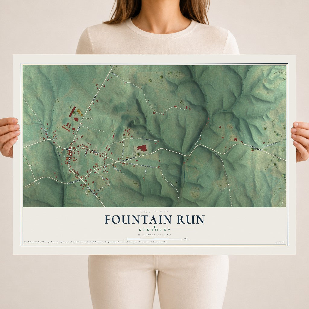 Map of Fountain Run, Kentucky, 18 x 24 inch unframed archival matte print