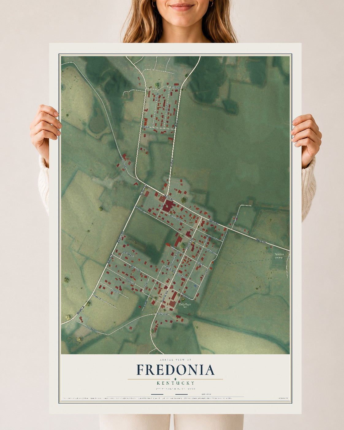Map of Fredonia, Kentucky, 24 x 36 inch unframed archival matte print