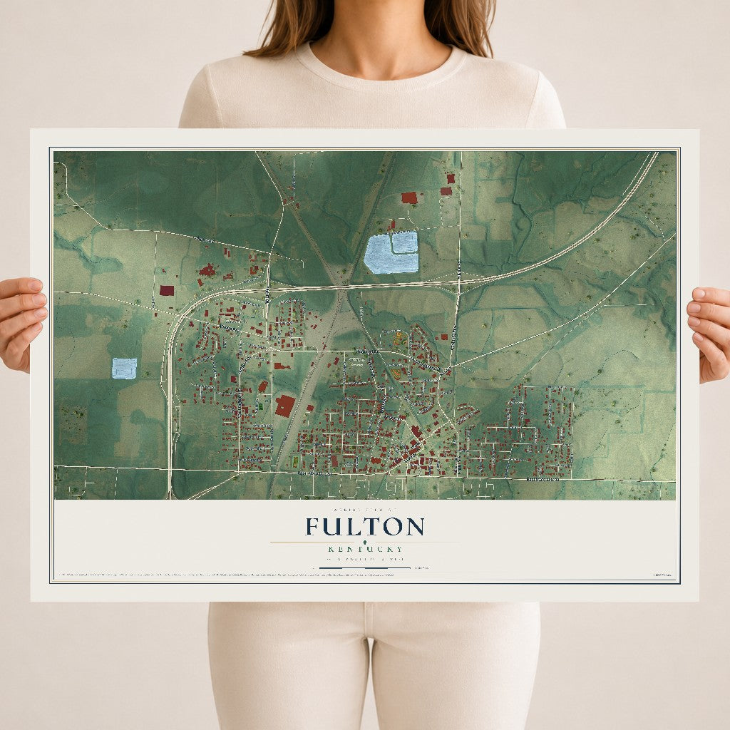 Map of Fulton, Kentucky, 18 x 24 inch unframed archival matte print