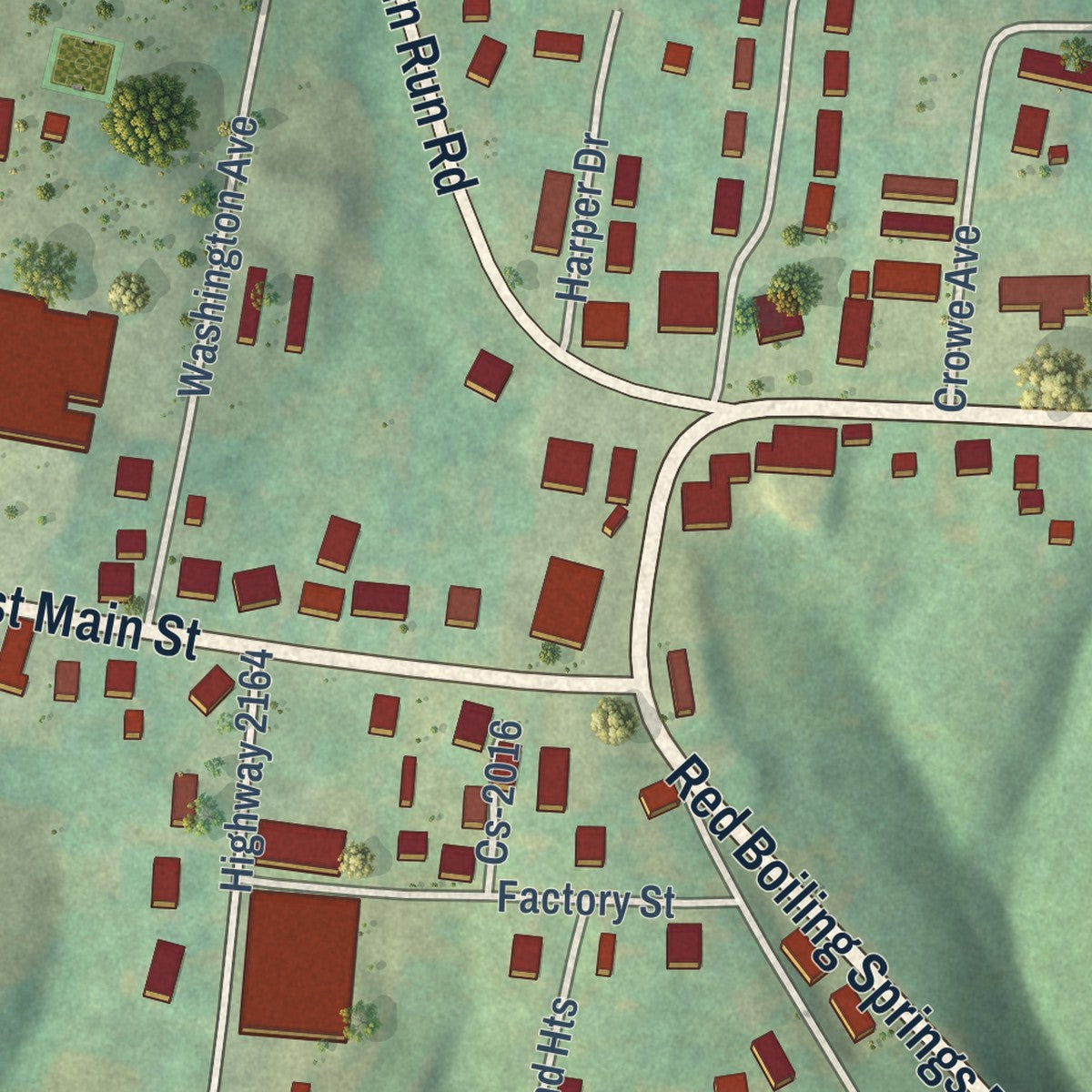 Close-up of the map of Gamaliel, Kentucky print showing street and building detail